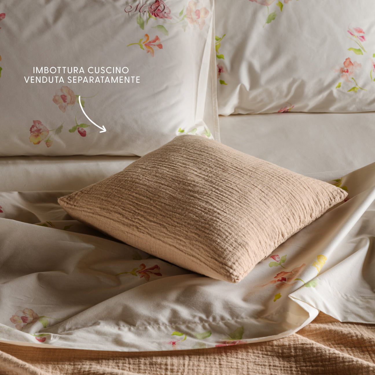 Fodera cuscino arredo in mussola di cotone